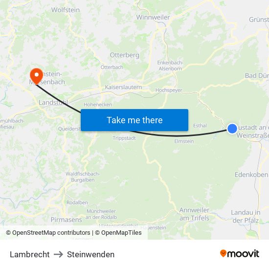 Lambrecht to Steinwenden map