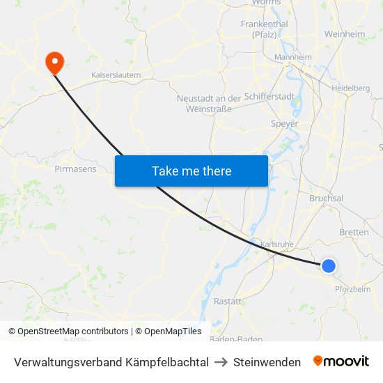 Verwaltungsverband Kämpfelbachtal to Steinwenden map