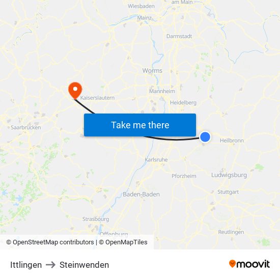 Ittlingen to Steinwenden map