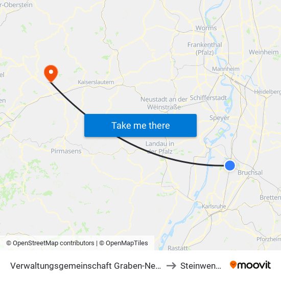 Verwaltungsgemeinschaft Graben-Neudorf to Steinwenden map