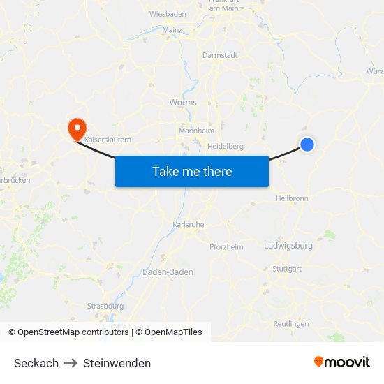 Seckach to Steinwenden map