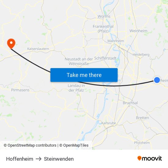 Hoffenheim to Steinwenden map