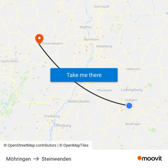 Möhringen to Steinwenden map