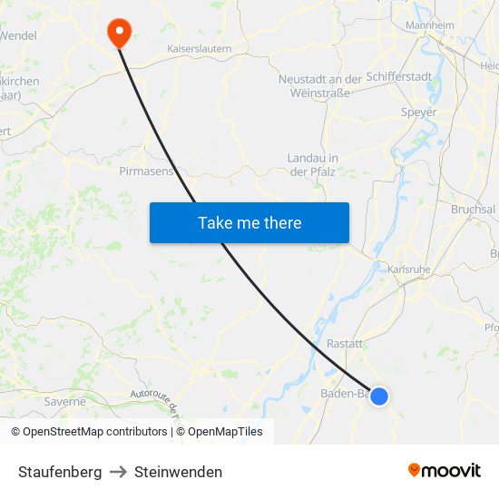 Staufenberg to Steinwenden map