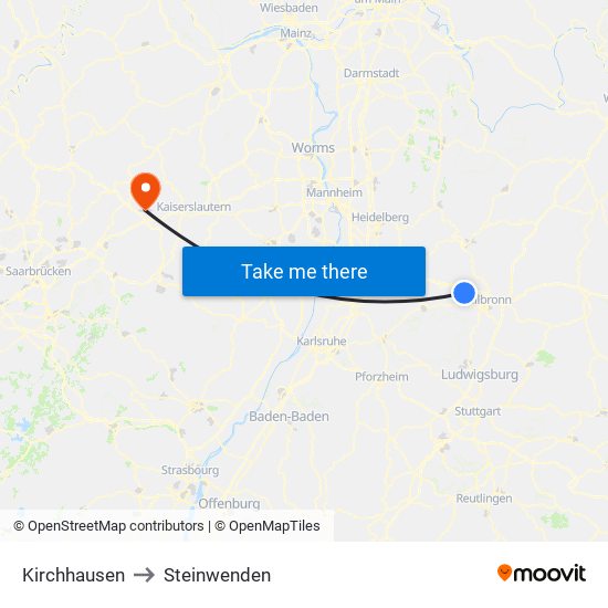 Kirchhausen to Steinwenden map