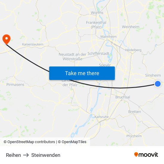 Reihen to Steinwenden map