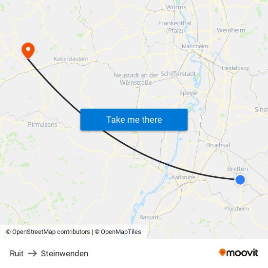 Ruit to Steinwenden map