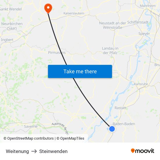 Weitenung to Steinwenden map