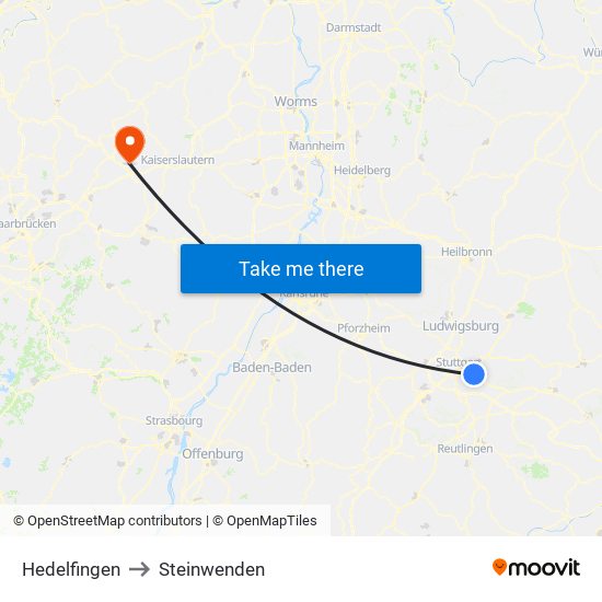 Hedelfingen to Steinwenden map