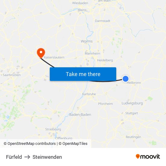 Fürfeld to Steinwenden map