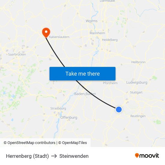 Herrenberg (Stadt) to Steinwenden map