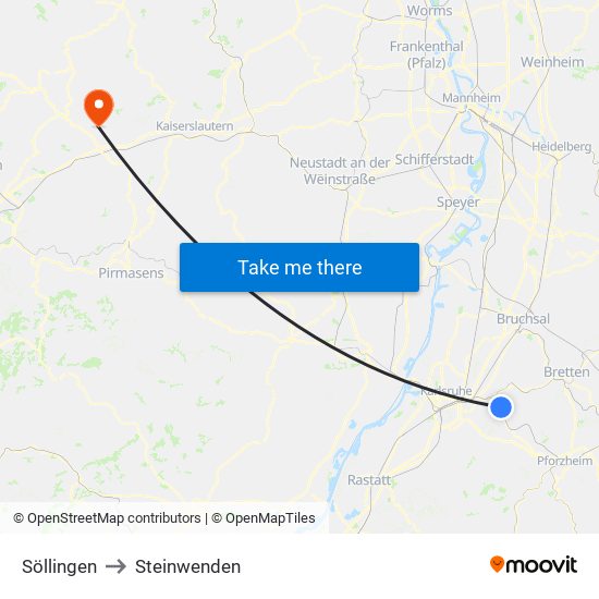 Söllingen to Steinwenden map