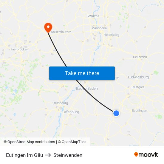 Eutingen Im Gäu to Steinwenden map