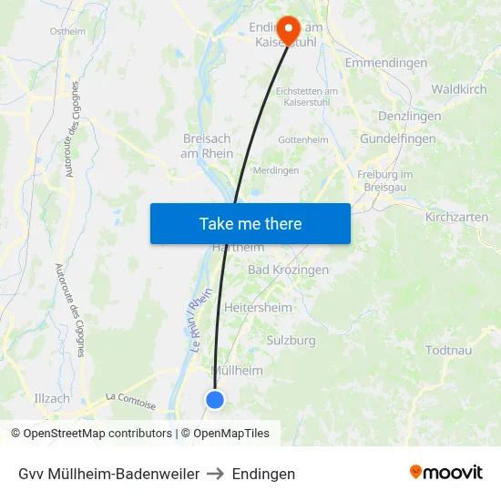 Gvv Müllheim-Badenweiler to Endingen map