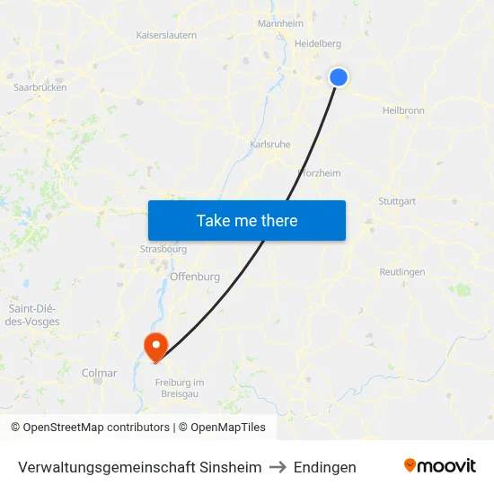 Verwaltungsgemeinschaft Sinsheim to Endingen map