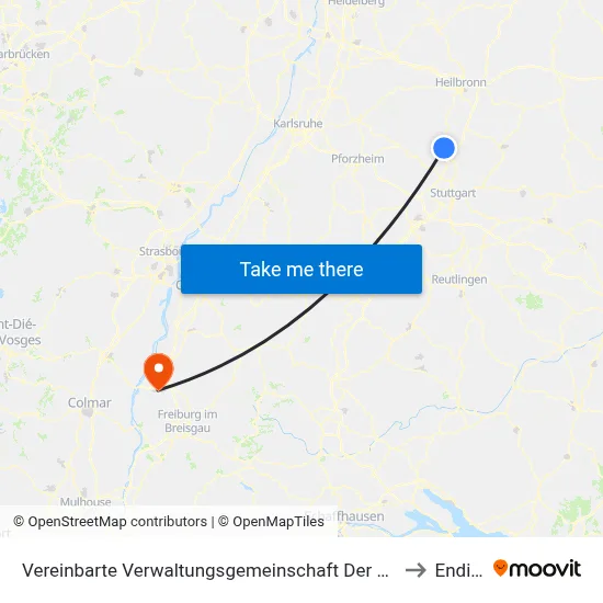Vereinbarte Verwaltungsgemeinschaft Der Stadt Bietigheim-Bissingen to Endingen map