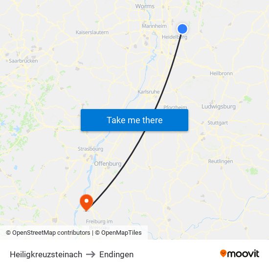 Heiligkreuzsteinach to Endingen map