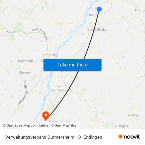 Verwaltungsverband Durmersheim to Endingen map