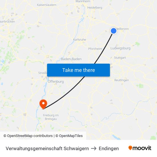 Verwaltungsgemeinschaft Schwaigern to Endingen map