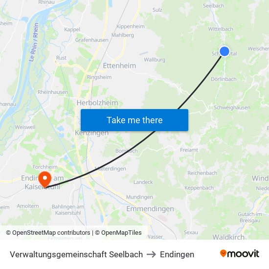 Verwaltungsgemeinschaft Seelbach to Endingen map