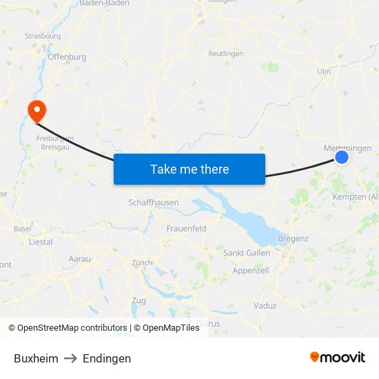 Buxheim to Endingen map