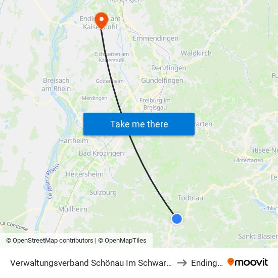 Verwaltungsverband Schönau Im Schwarzwald to Endingen map