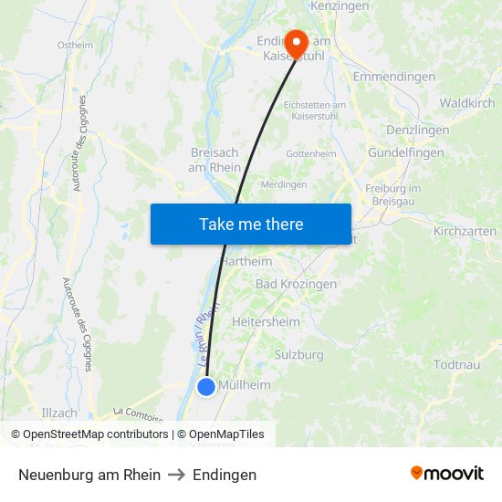 Neuenburg am Rhein to Endingen map