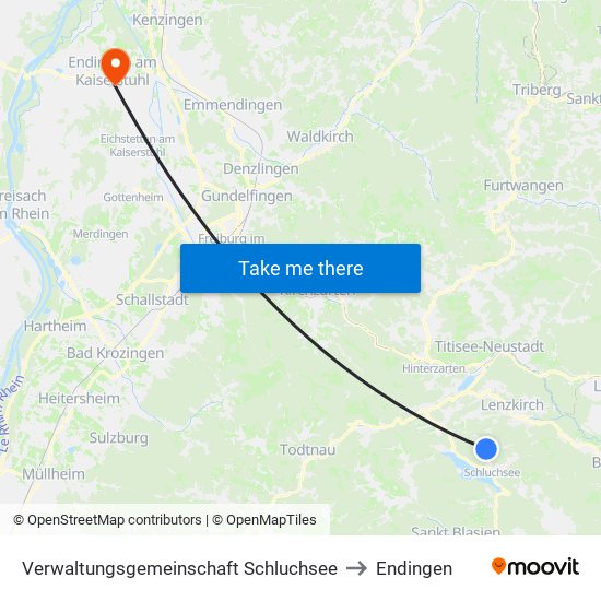 Verwaltungsgemeinschaft Schluchsee to Endingen map