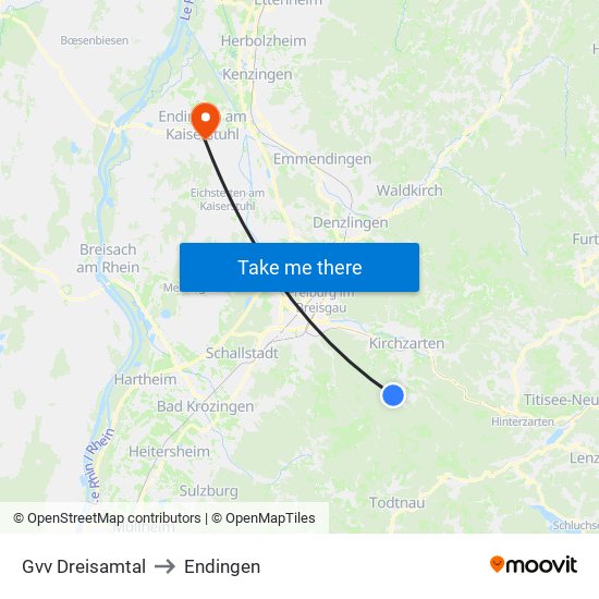Gvv Dreisamtal to Endingen map