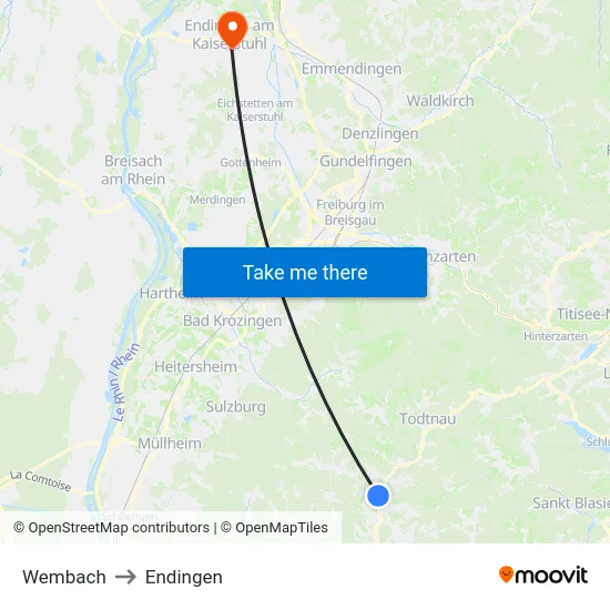 Wembach to Endingen map