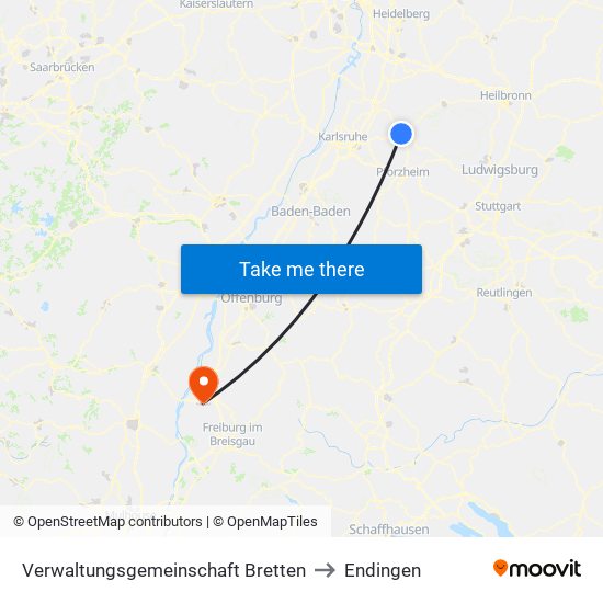 Verwaltungsgemeinschaft Bretten to Endingen map