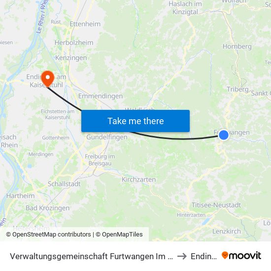 Verwaltungsgemeinschaft Furtwangen Im Schwarzwald to Endingen map