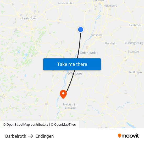 Barbelroth to Endingen map