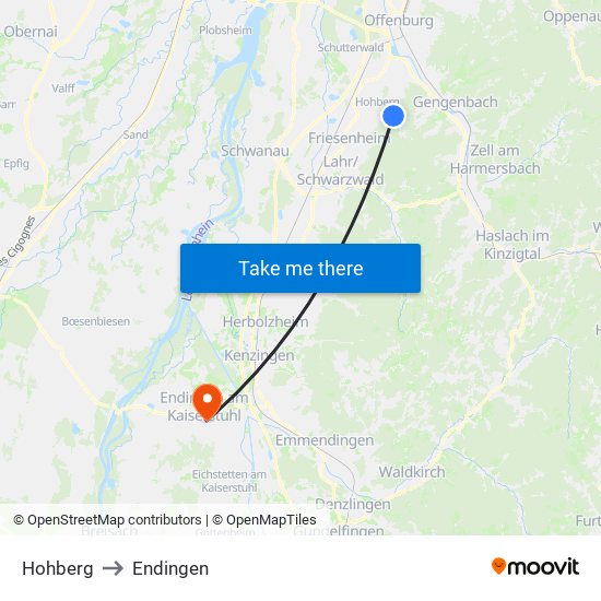 Hohberg to Endingen map