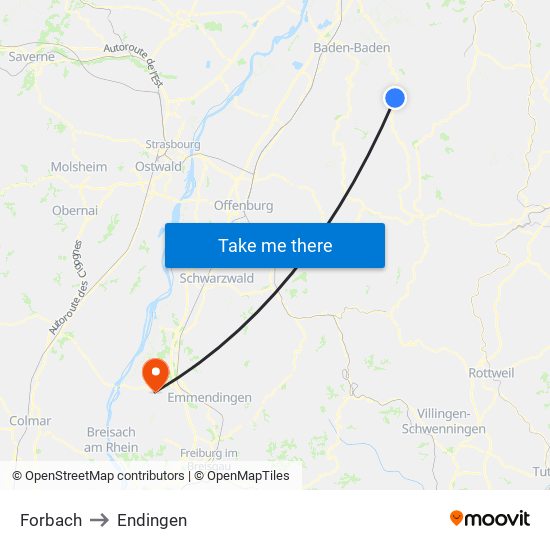 Forbach to Endingen map