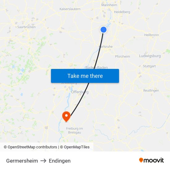 Germersheim to Endingen map