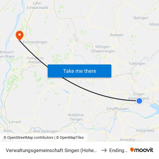 Verwaltungsgemeinschaft Singen (Hohentwiel) to Endingen map