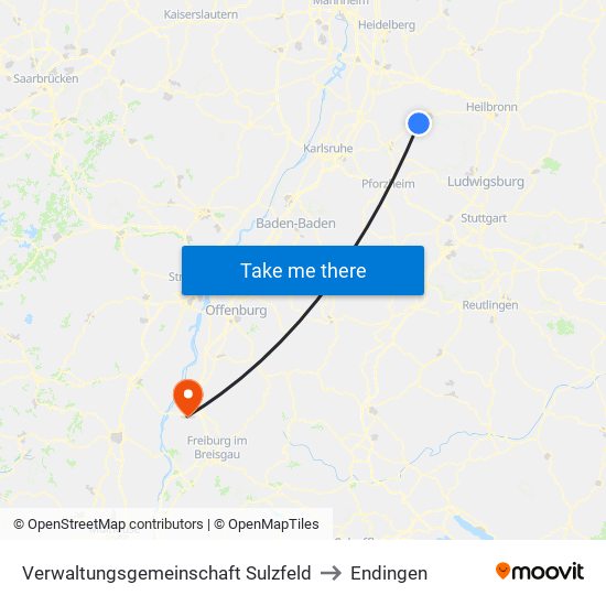 Verwaltungsgemeinschaft Sulzfeld to Endingen map