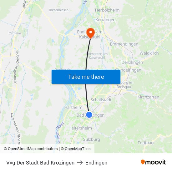 Vvg Der Stadt Bad Krozingen to Endingen map