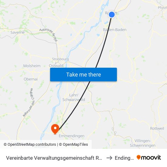 Vereinbarte Verwaltungsgemeinschaft Rastatt to Endingen map