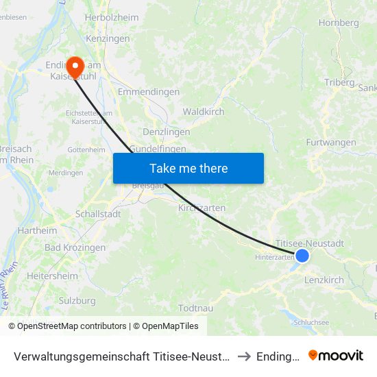 Verwaltungsgemeinschaft Titisee-Neustadt to Endingen map