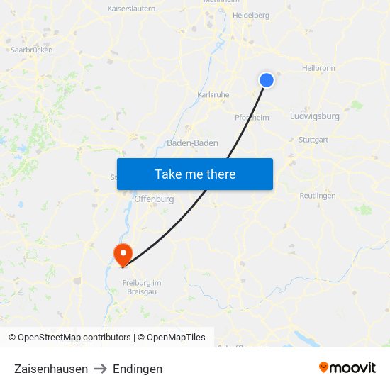 Zaisenhausen to Endingen map
