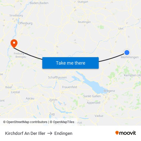 Kirchdorf An Der Iller to Endingen map