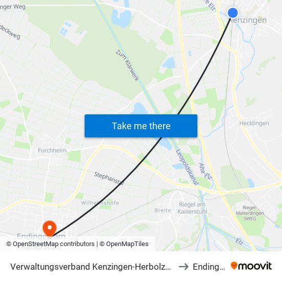 Verwaltungsverband Kenzingen-Herbolzheim to Endingen map