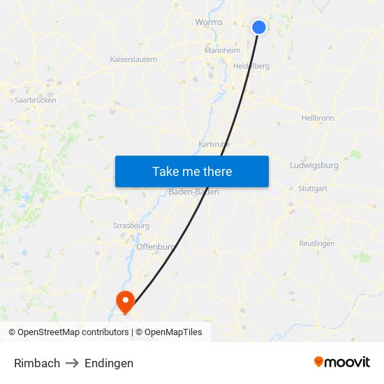 Rimbach to Endingen map