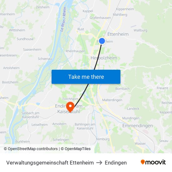 Verwaltungsgemeinschaft Ettenheim to Endingen map