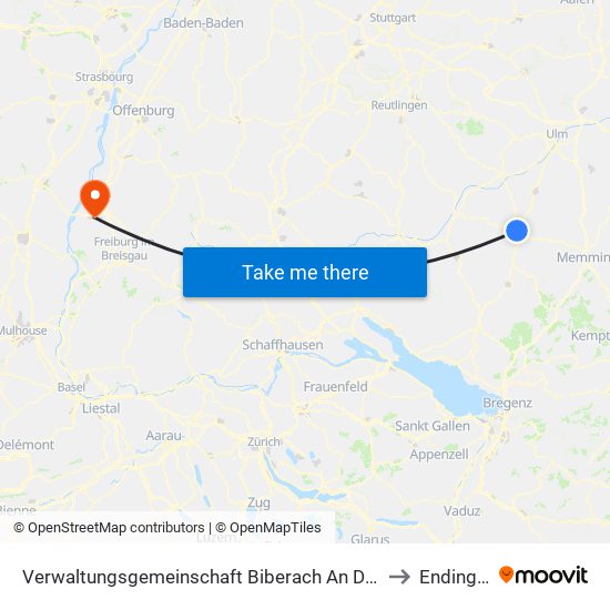 Verwaltungsgemeinschaft Biberach An Der Riß to Endingen map