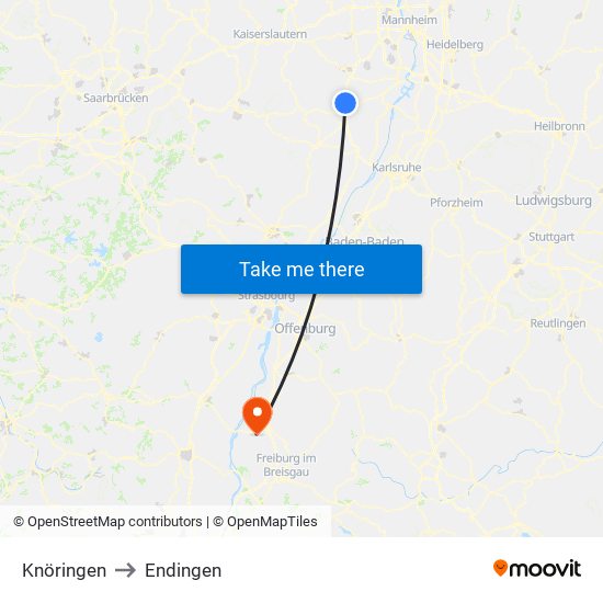 Knöringen to Endingen map