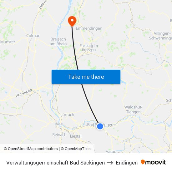 Verwaltungsgemeinschaft Bad Säckingen to Endingen map