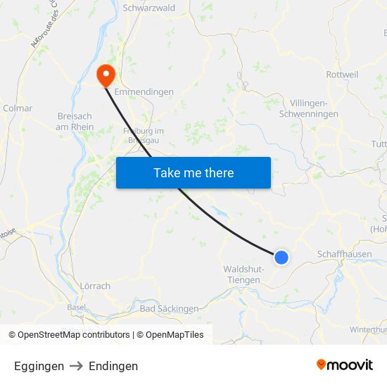 Eggingen to Endingen map